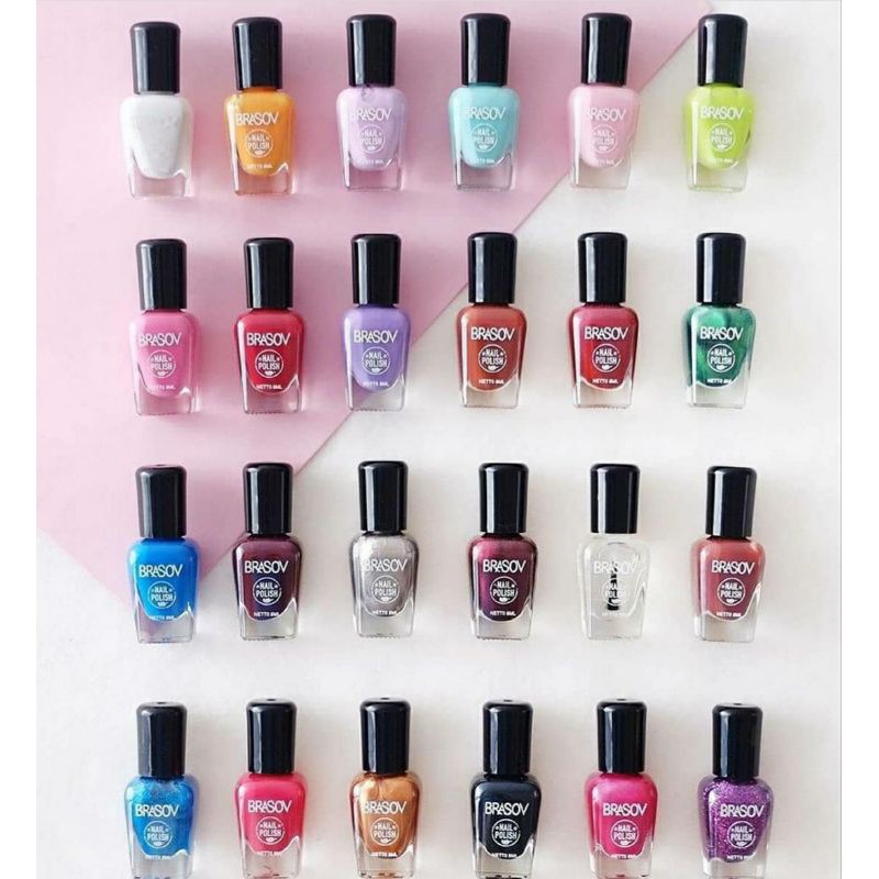 [PER BOX] BRASOV Cat Kuku Set 24 PCS Nail Polish Assorted Colours Original Kutek - Anekawarna