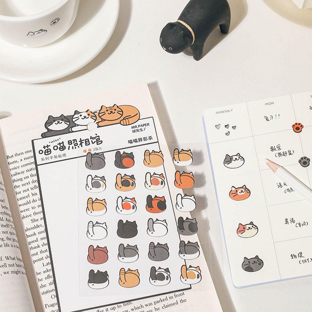 Mxbeauty Basic Stiker Stationery Sticker Kreativitas DIY Scrapbooking Meow Foto Studio Seri Handbook Idol Card Decor Bahan Sticker