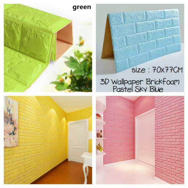  3D  Wallpaper  Dinding Foam  Batu Bata Ukuran 77cm X 70cm 