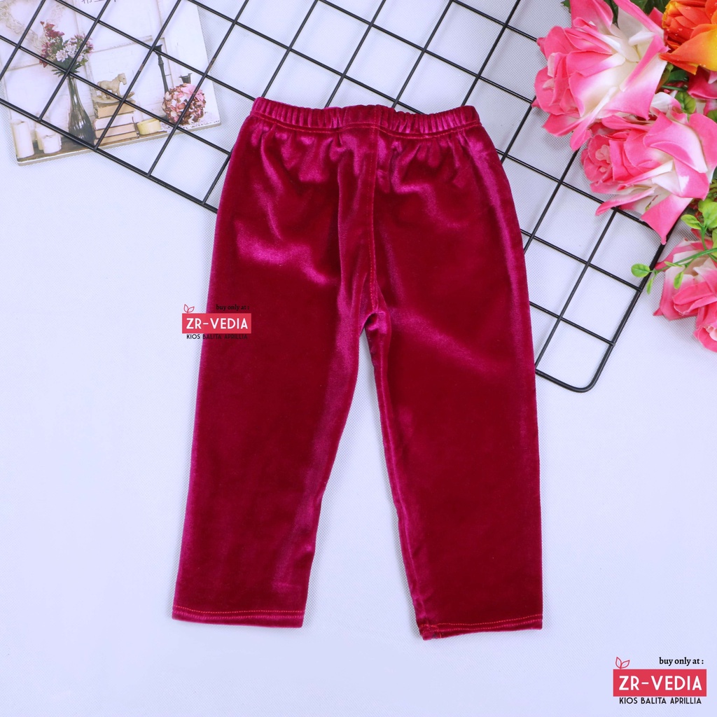 Legging Cleo Uk 3-12 Bulan / Celana Leging Balita Bludru Polos Panjang Anak Perempuan Pants Import