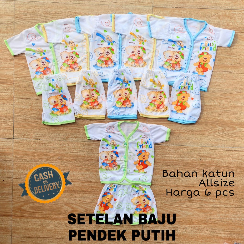 1/2 LUSIN (6 stel) Setelan bayi KATUN perlengkapan bayi lahir