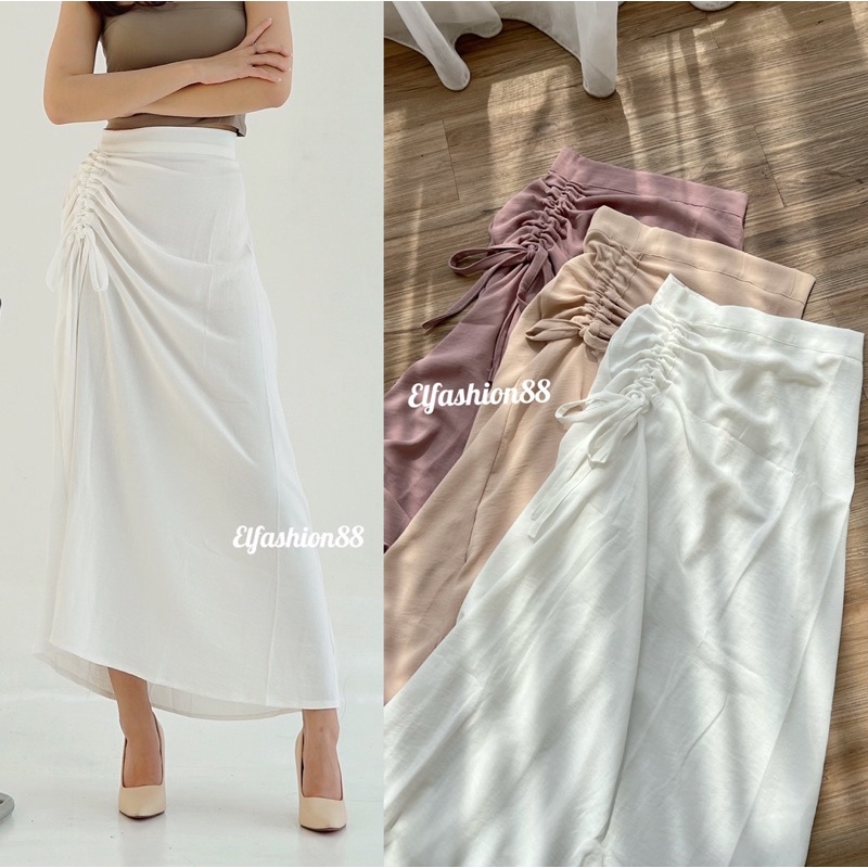 Kiara Skirt | Rok Serut Casual | Korean Skirt | Midi Skirt | Rok Serut Wanita