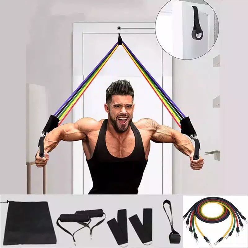 pull rope resistance band elastic 11 per set yoga workout gym