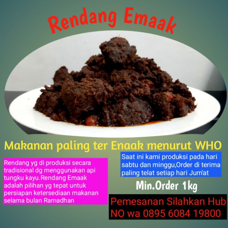 

RENDANG PADANG/RENDANG EMaak/Beef Premium/dikemas dlm setiap 1 kg