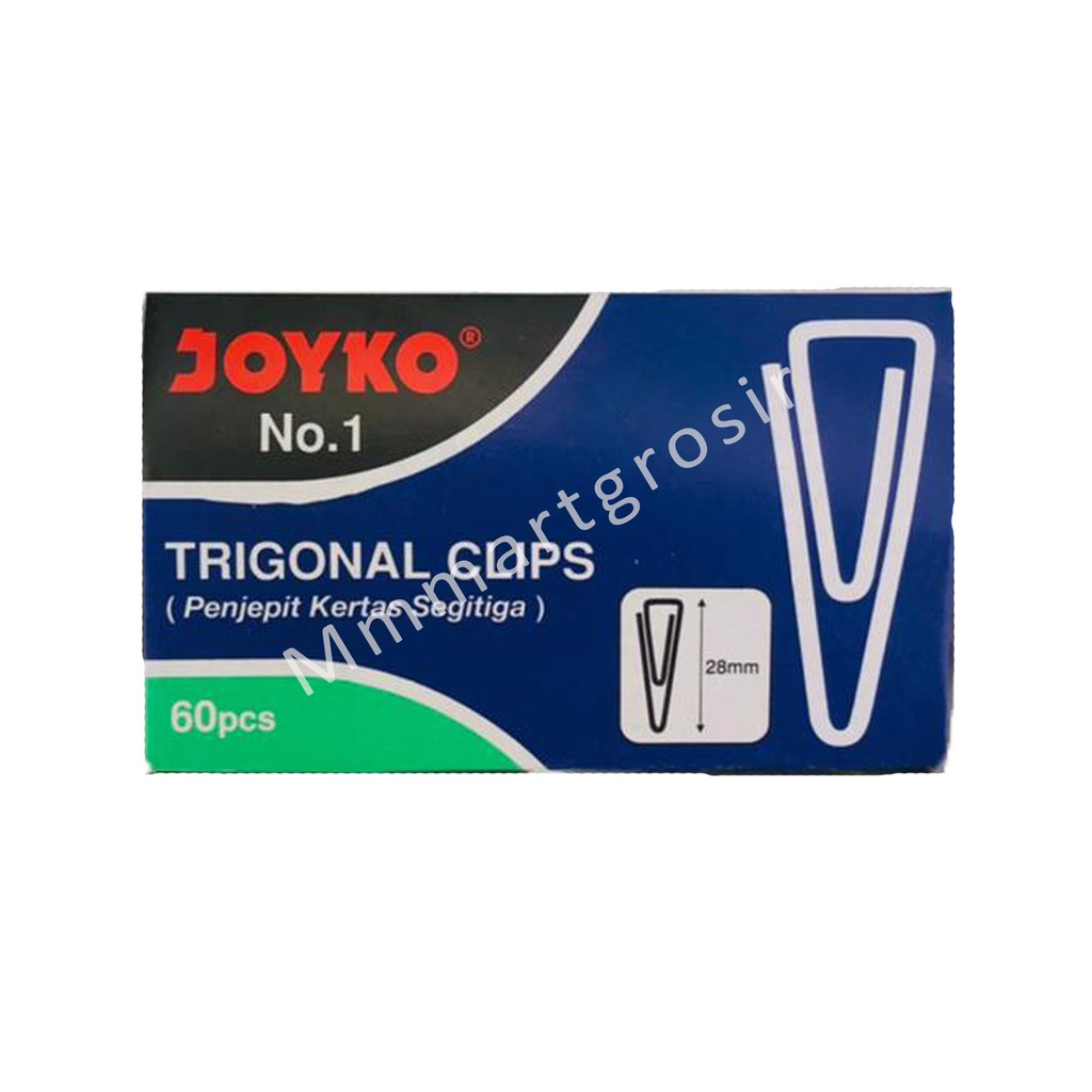 Joyko No.1 / Trigonal Clips / Penjepit Kertas Segitiga / 60pcs