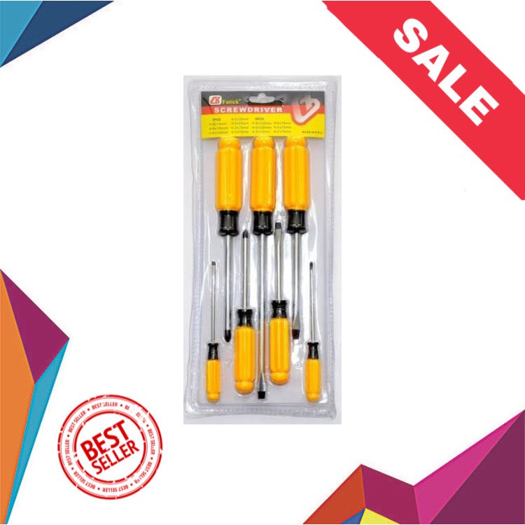 Obeng Set Fatick 7Pcs Kepala Magnet / Screwdriver Set 7 Pcs