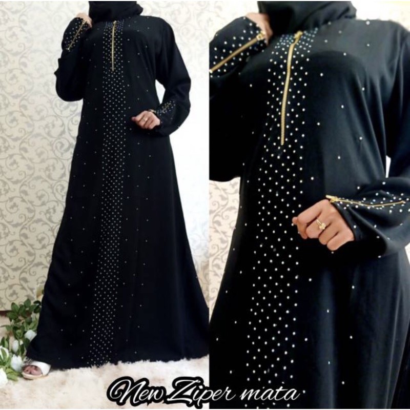 EXCLUSIVE ABAYA HITAM ZIPER MATA (BUSUI) RESLETING DADA MURAH &amp; CANTIK