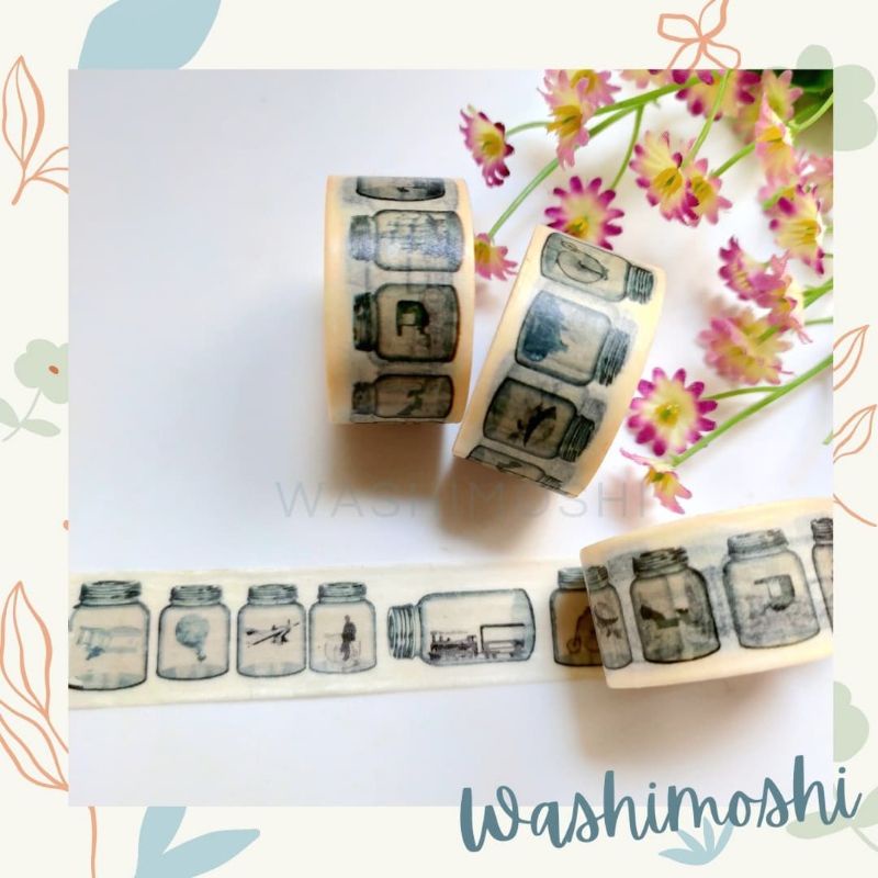 

Washimoshi Masking Washi Tape Vintage Bottle Design (5 meter)