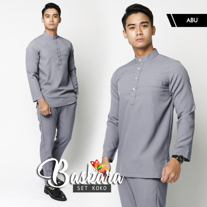 PAKAIAN SETELAN BAJU KOKO PRIA MUSLIM BASKARA TERBARU LEBARAN 2022 MODEL SET KOKO IMPORT MOSCREPE KA