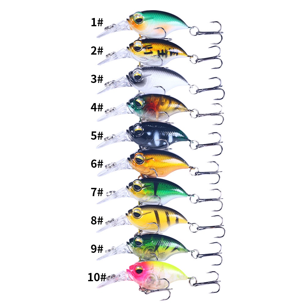 HENGJIA 10PCS Minnow Fishing Lure 6CM 6.2G Hard Bait Wobbler Jig Bait Crankbait Carp Striped bass Fishing tackle SwimBait