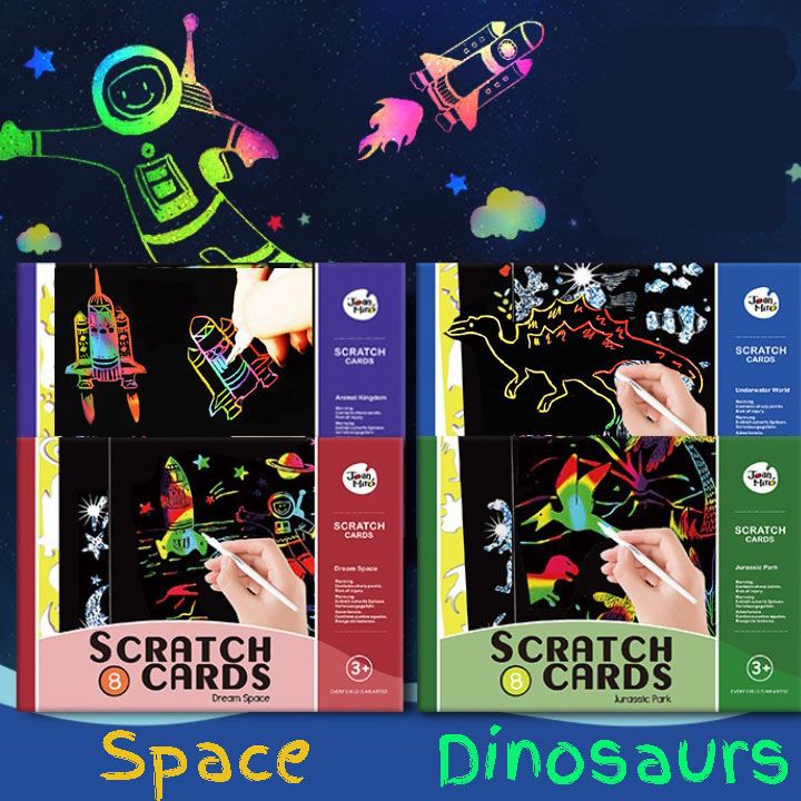 Mainan Anak / Scratch Card Magic Painting - Dinosaurs
