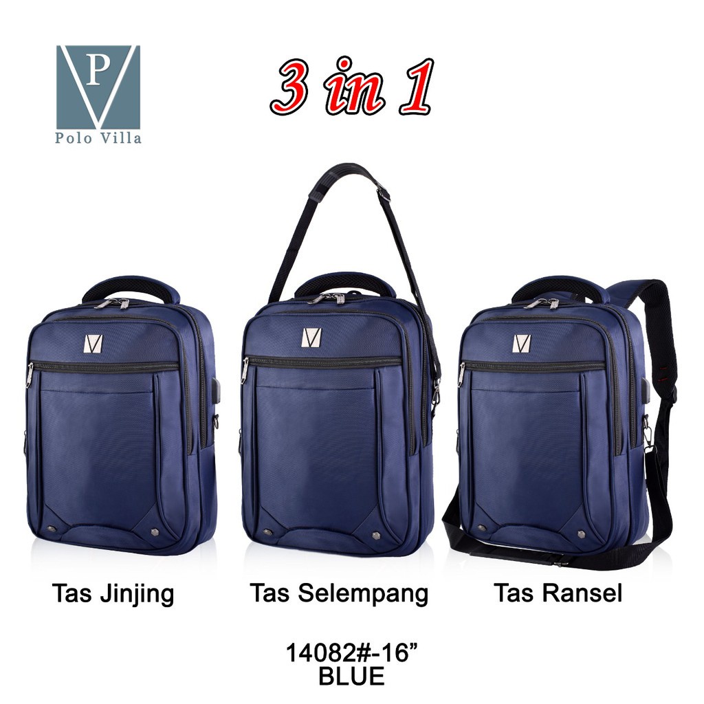 (RF) Tas 3IN1 Polo Villa 14082 Tas Laptop Tas Selempang Sekolah Kerja