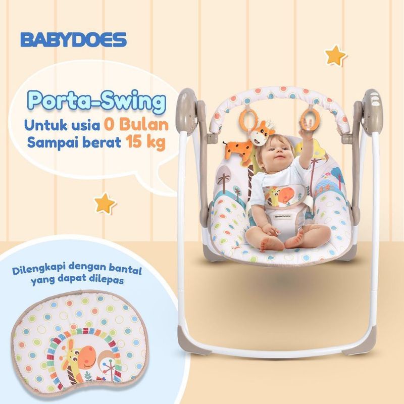 Babydoes Porta Swing With Remote / Ayunan Bayi Elektrik