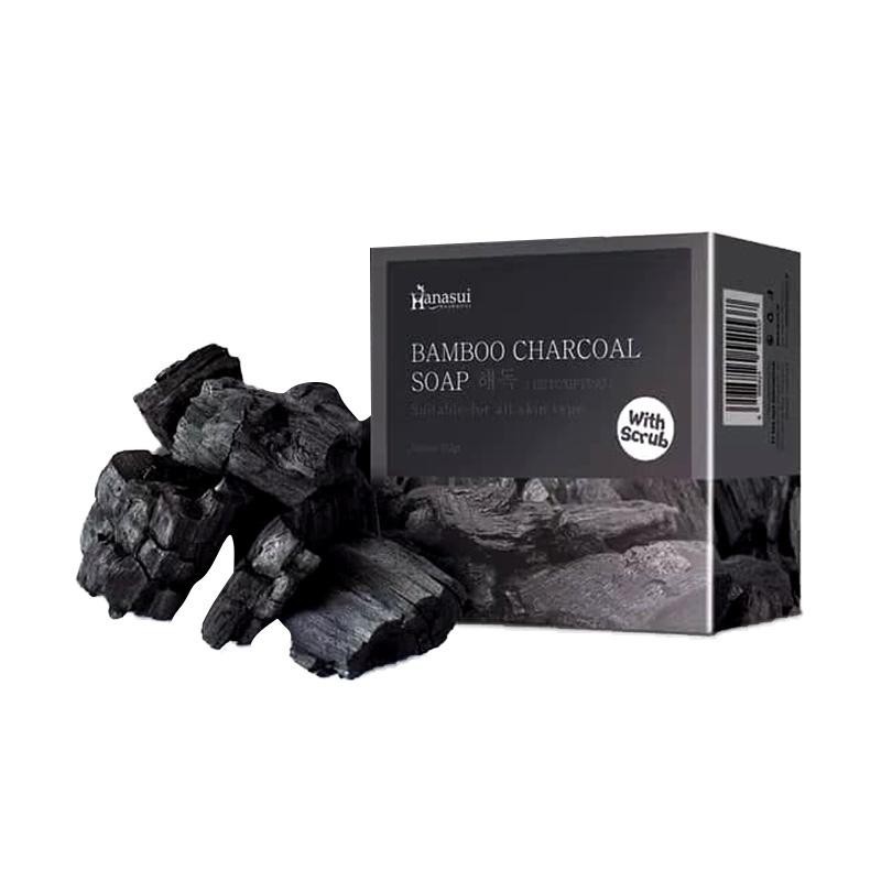 Sabun Arang Pemutih Kulit - Hanasui Bamboo Charcoal Soap With Scrub BPOM ORIGINAL