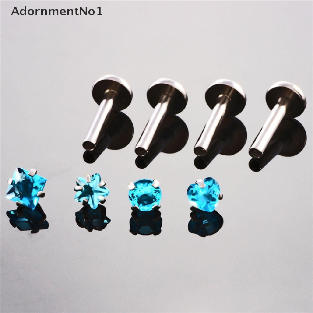 (AdornmentNo1) 4pcs / Set Anting Tindik Bibir / Tulang Rawan Telinga 16G Hias Kristal Untuk Wanita