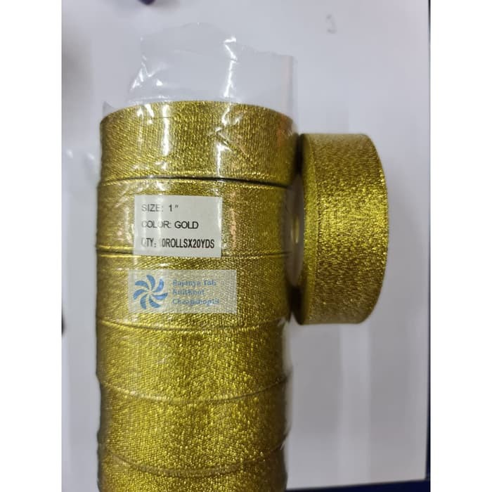 

PITA GLITER 1 inch (25 cm) PerRoll / EMAS PERAK SILVER GOLD 25MM KADO - GOLD RJT