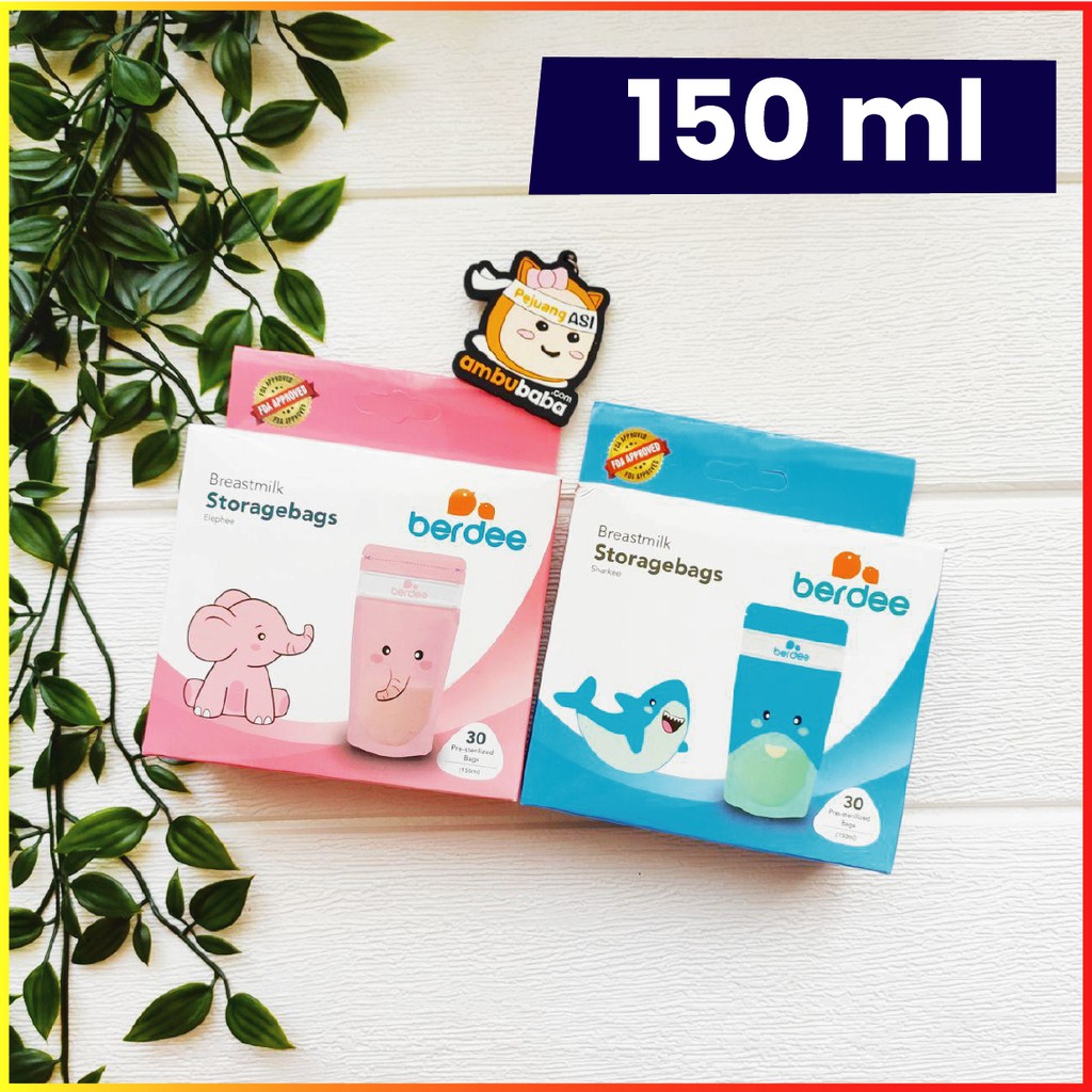 BERDEE Kantong Asi Breastmilk Bag Storage 100 ml dan 150 ml Lucu Pink Biru Kuning Hijau Abu