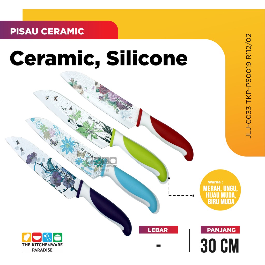 PISAU DAPUR KERAMIK MOTIF BUNGA