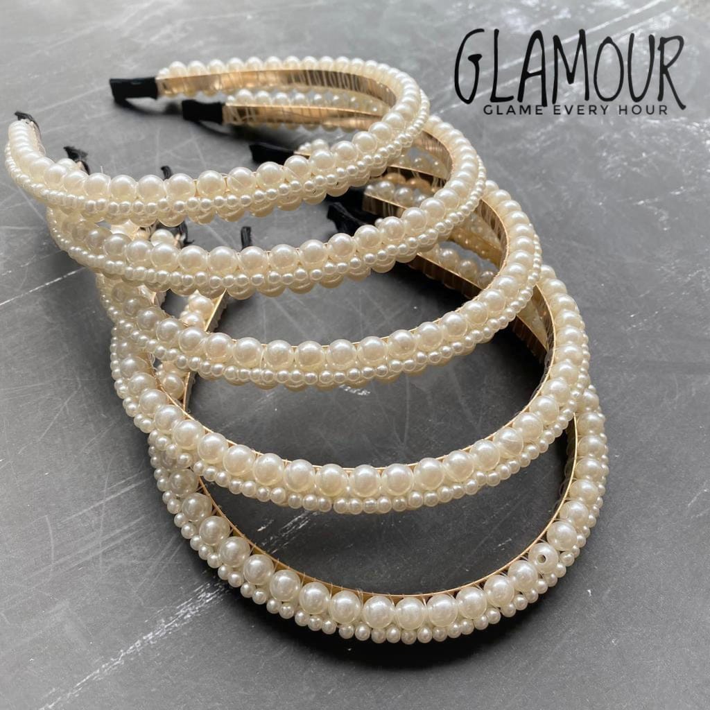 (COD) BANDO KAWAT MUTIARA KOREA | BANDANA IMPORT | PEARL HEADBAND | MODEL ZIGZAG