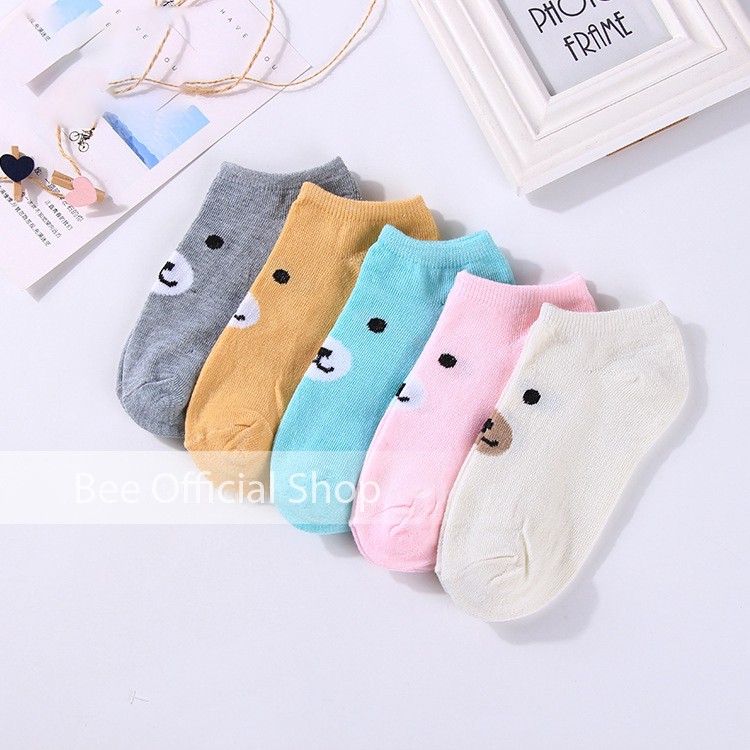 BEE - Kaos Kaki Motif Beruang Cute Kaoskaki Pendek Socks Fruit Fashion Wanita Korea Import SC 17-4