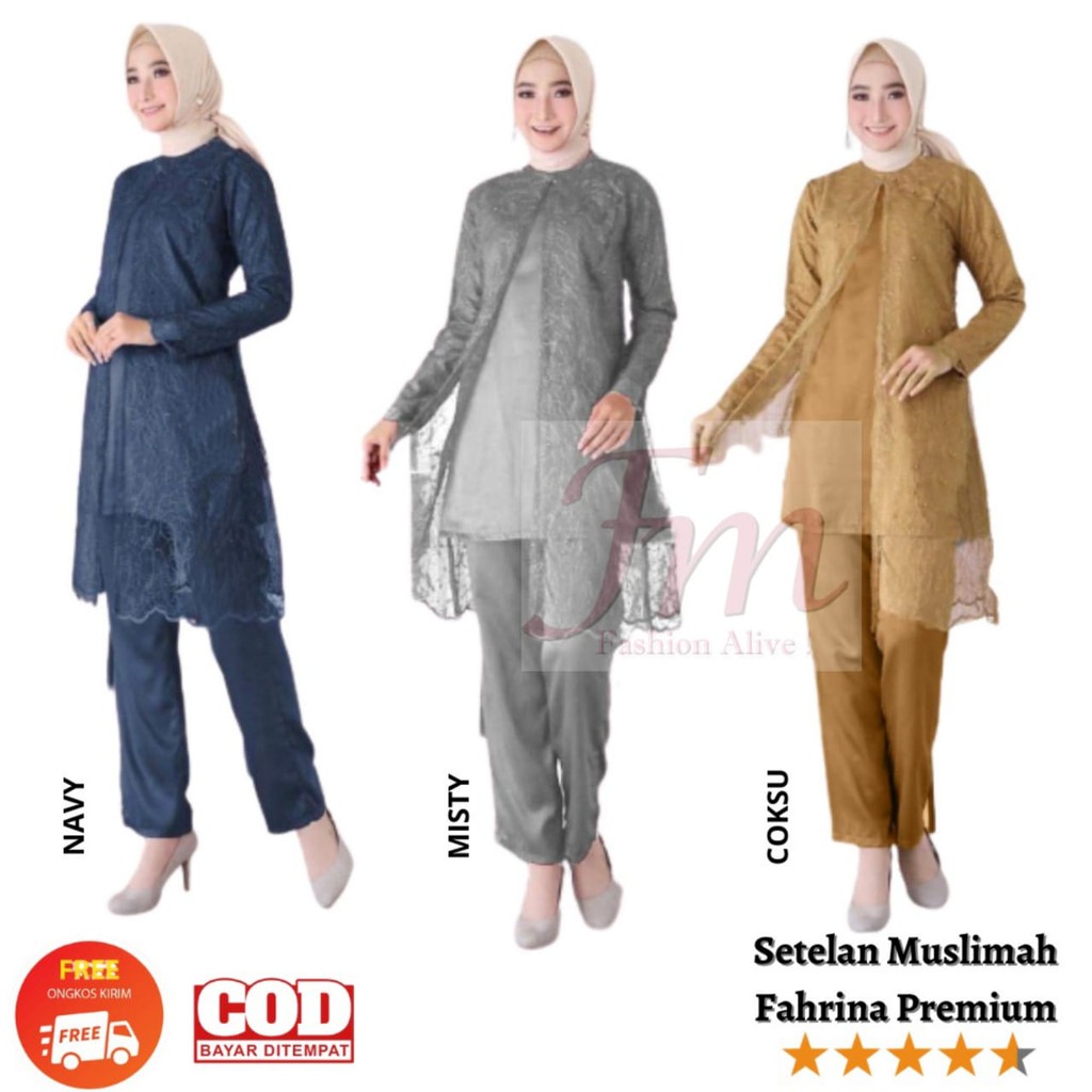 Femme Ols - Setelan Fahrina Brukat / Pakaian Wanita / Set Brukat Muslimah