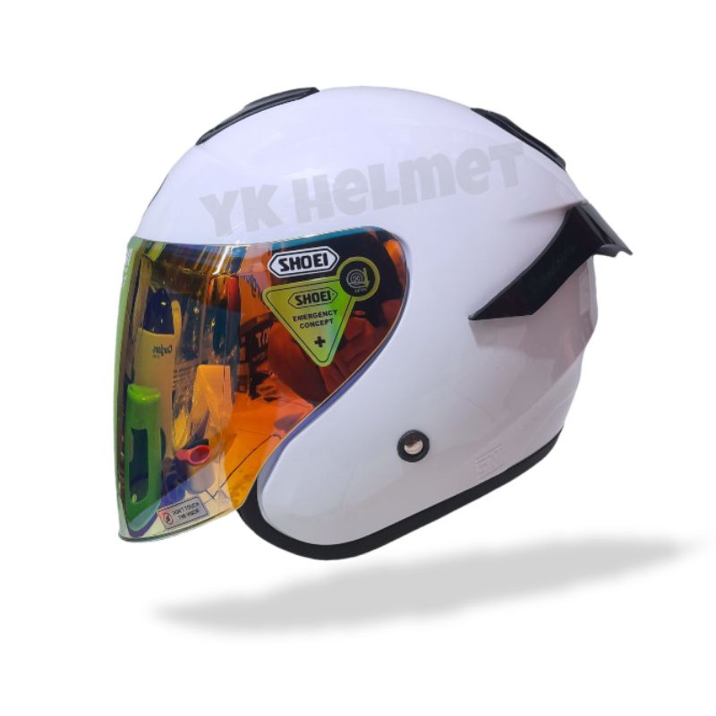 promo Helm Replika Kyt Kyoto putih Shoei merek DYR Flat visor venom + spoiler