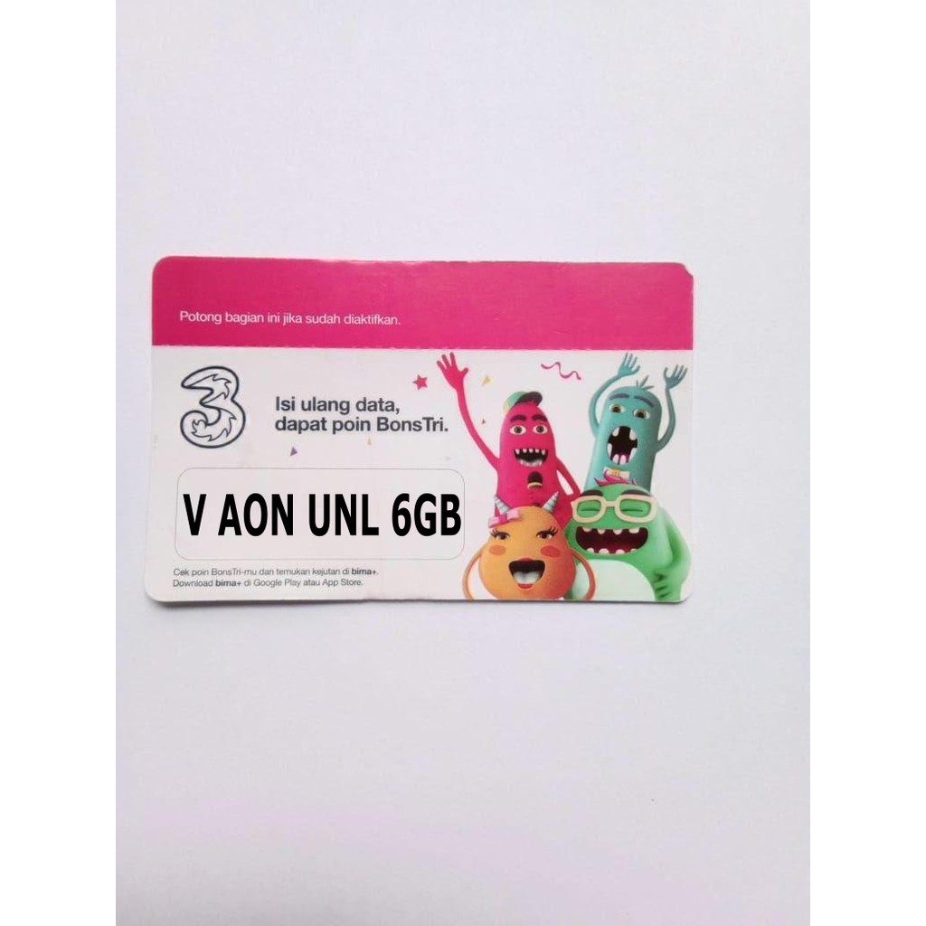 VOUCHER TRI AON UNLIMITED 6GB KUOTA BRANCH PURWOKERTO