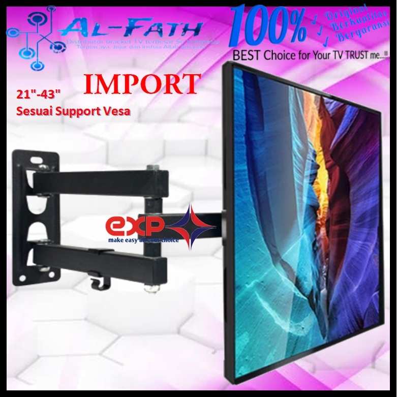 Bracket TV COOCAA 14 s/d 43 inch 6 ARAH FULL BESI SUPER KOKOH GARANSI 100% ORI