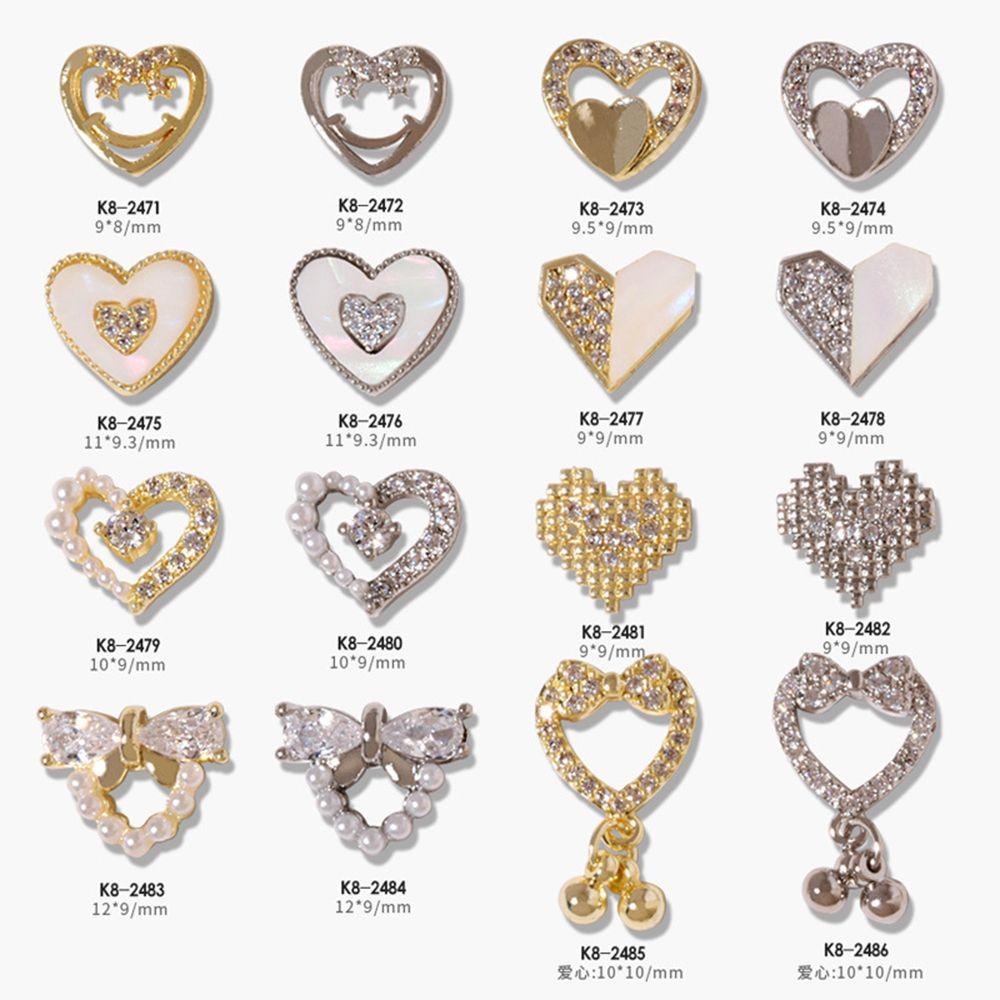 Mxbeauty Cinta Hati Nail Art Perhiasan Indah Zirkon Mutiara Cinta Liontin Smiley Gaya Jepang Nail Art Berlian