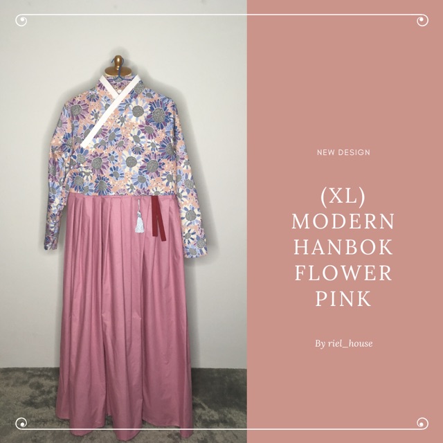 (XL) Modern Hanbok Flower Pink FREE NORIGAE
