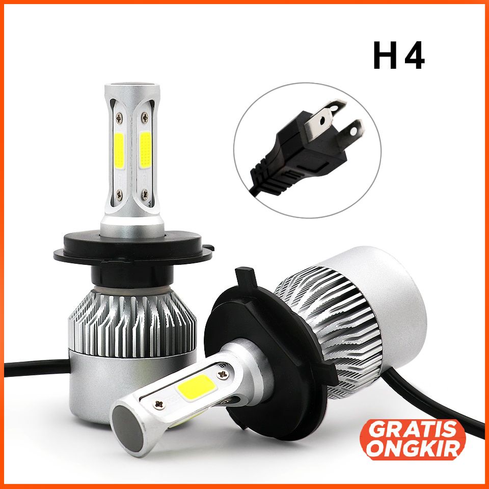 Lampu Mobil LED COB Headlight 8000LM H4 9003 S2 Chip 2 PCS