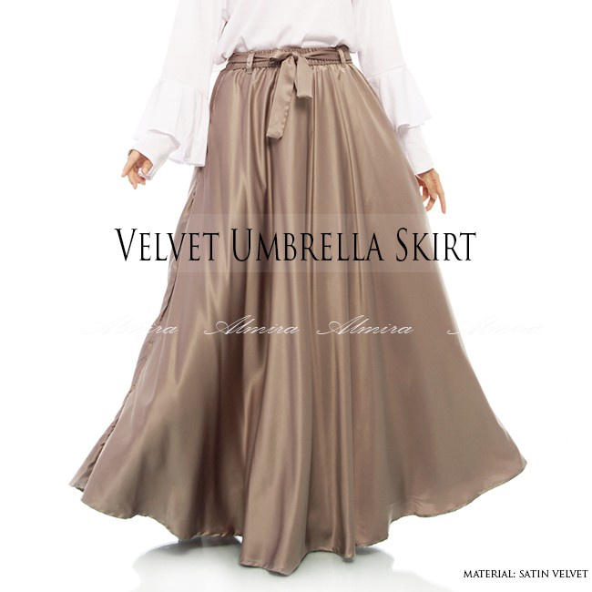 COD - Rok Panjang Payung Wanita Muslim Pesta Velvet Umbrella Skirt - Abeela