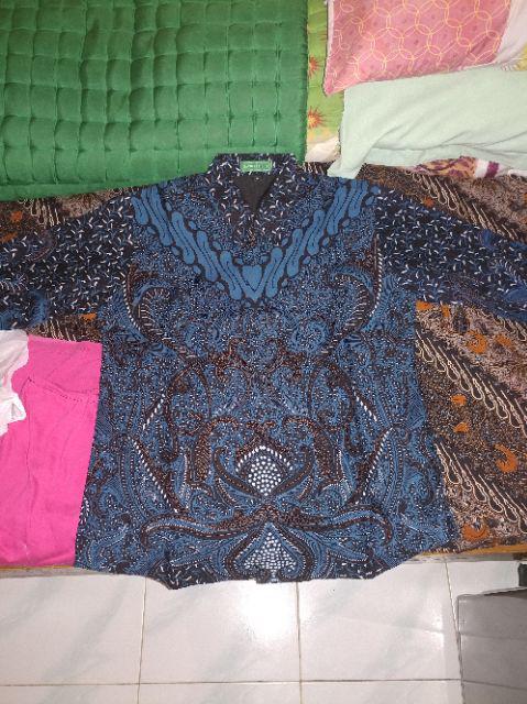 Batik Solo Krido Utomo Parang Biru Kemeja Pria Slimfit Katun Primisima Full Furing