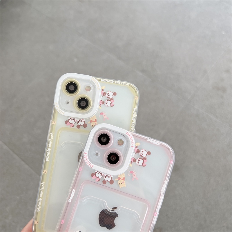 Soft Case Pelindung Lensa Transparan Desain Winnie the Pooh Dan Flying sky PigCard Untuk Iphone 12 13 Pro MAX 11 X XR XS MAX 7 8 Plus