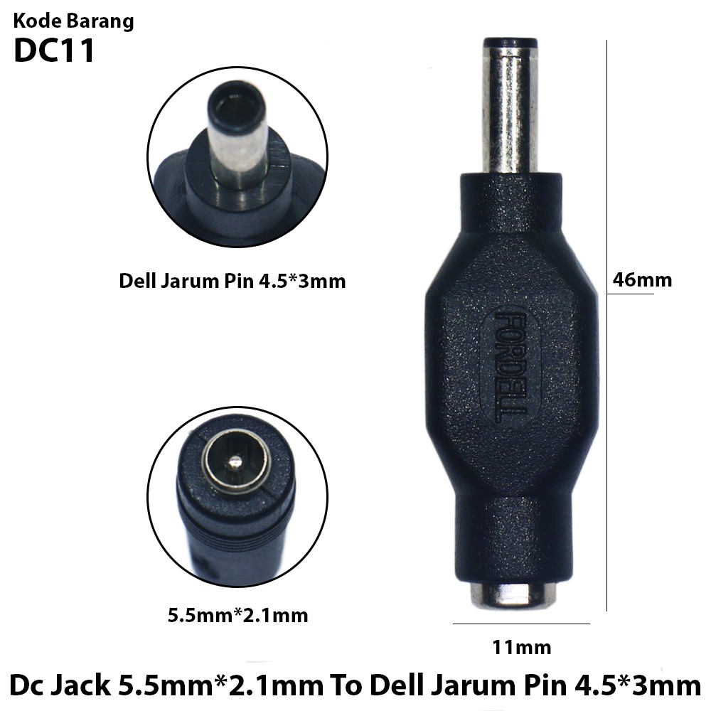DC Connector Female To Dell Jarum Pin 4.5x3mm dc11