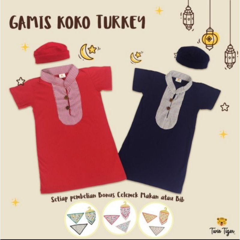 TWIN TIGER BABY - BAJU KOKO ANAK GAMIS TURKEY 0-18 BULAN