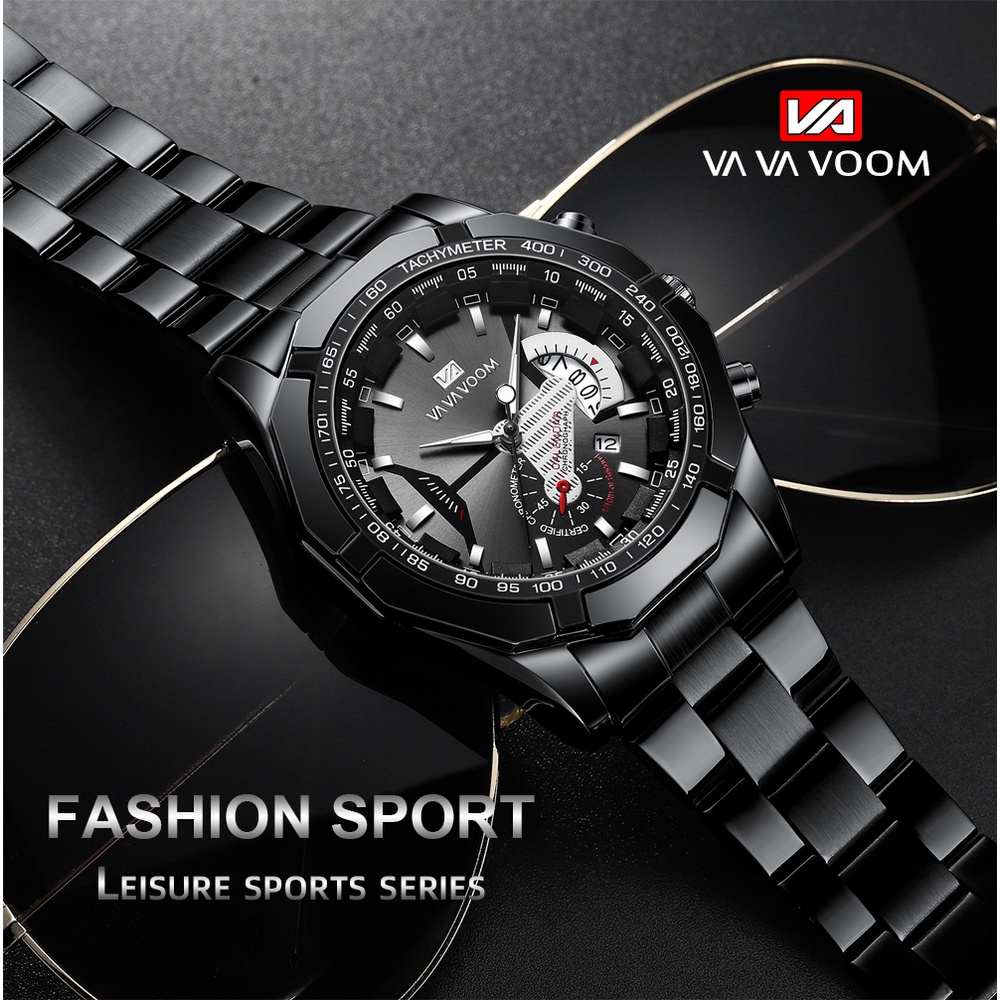 VaVa Voom 2381 Jam Tangan Pria Luxury Stainless Steel Quartz Original Tahan Air Watch