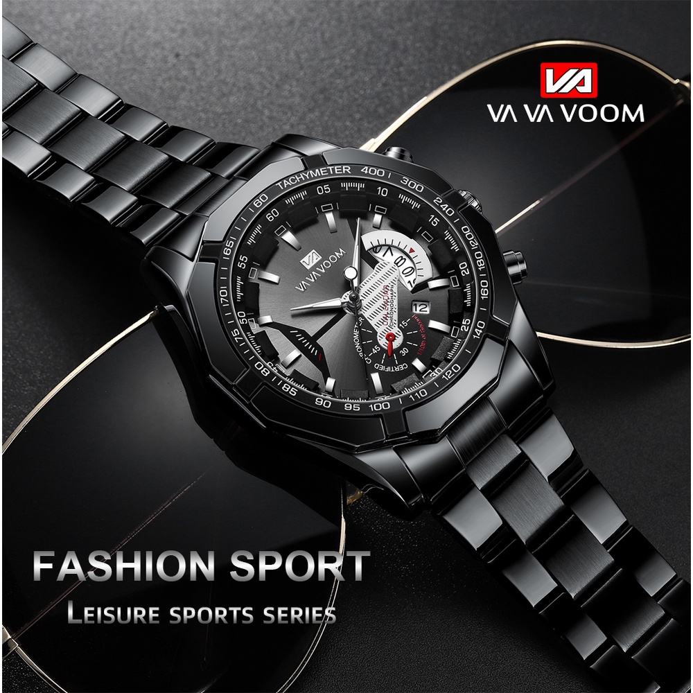 VaVa Voom 238 Jam Tangan Pria Luxury Stainless Steel Quartz Original Tahan Air Watch + Kotak Gratis