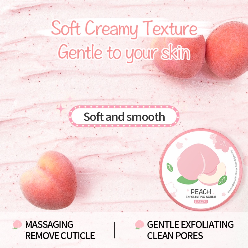 LAIKOU Peach Facial Scrub Pengelupasan Kulit Mati Mencerahkan Tubuh Halus 90g