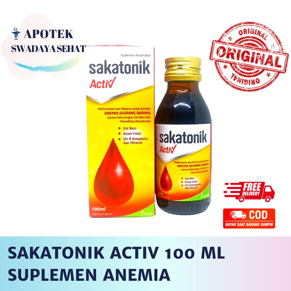 SAKATONIK ACTIV Syrup 100 ML - Suplemen Kesehatan Penambah Darah Anemia Anemi Aktiv Sirup