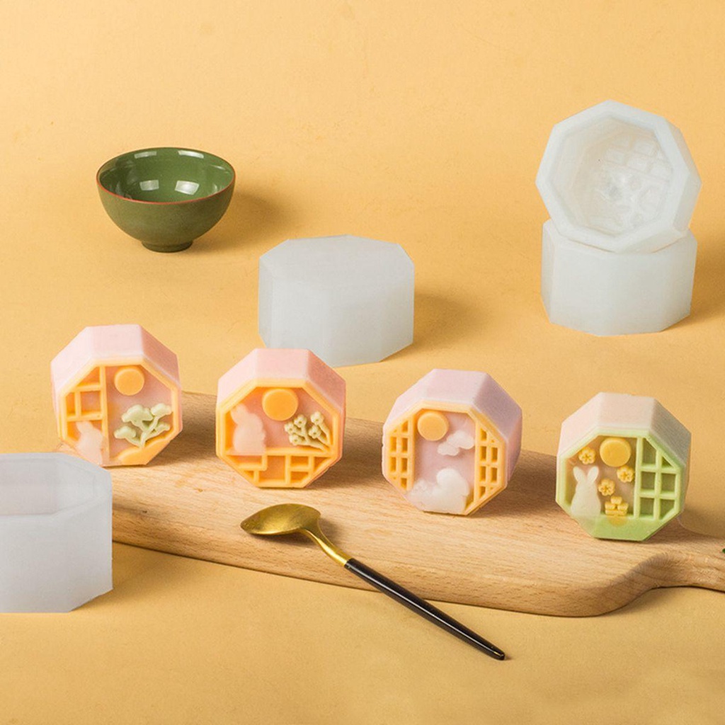 [Elegan] Ma'amoul Bentuk Mid-autumn Festival Gaya China Bunny Kelinci Dapur Silikon Manual Cookie Stamp Cutter