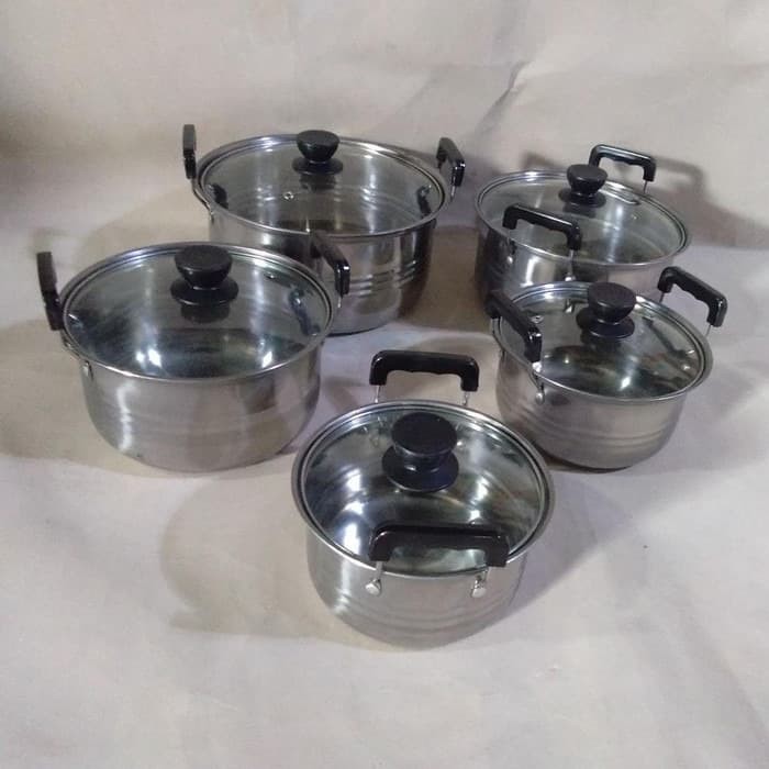 Peralatan Masak Panci Stainless Stell 5 Pcs Kukusan Langseng Steamer