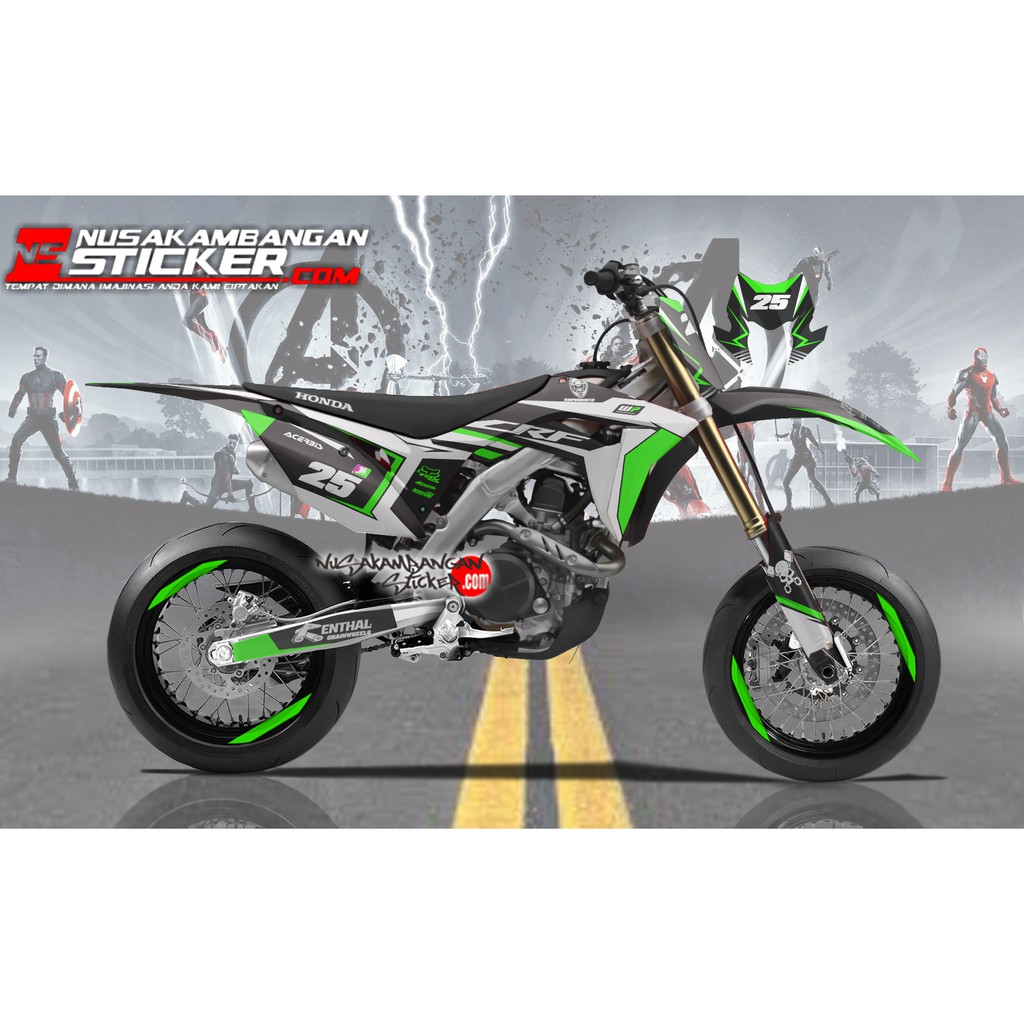 Decal sticker CRF 150 L Hitam Hijau Stabilo Supermoto 02 Stiker Full Body