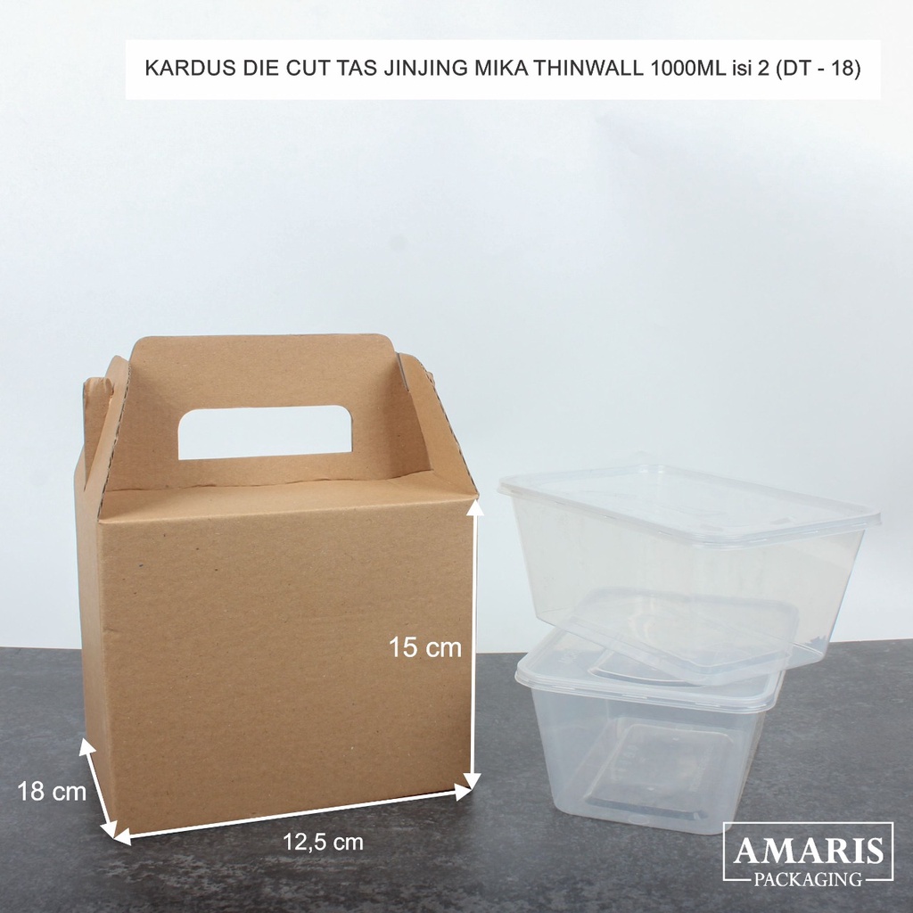 

DT-18 Kardus Die Cut Tas Jinjing Isi 2 Mika Thinwall 1000 ML Isi 10 Pcs Amaris Packaging