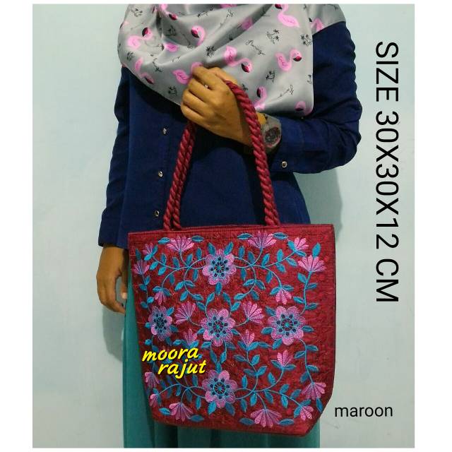 TAS MUKENA BORDIR MARUN
