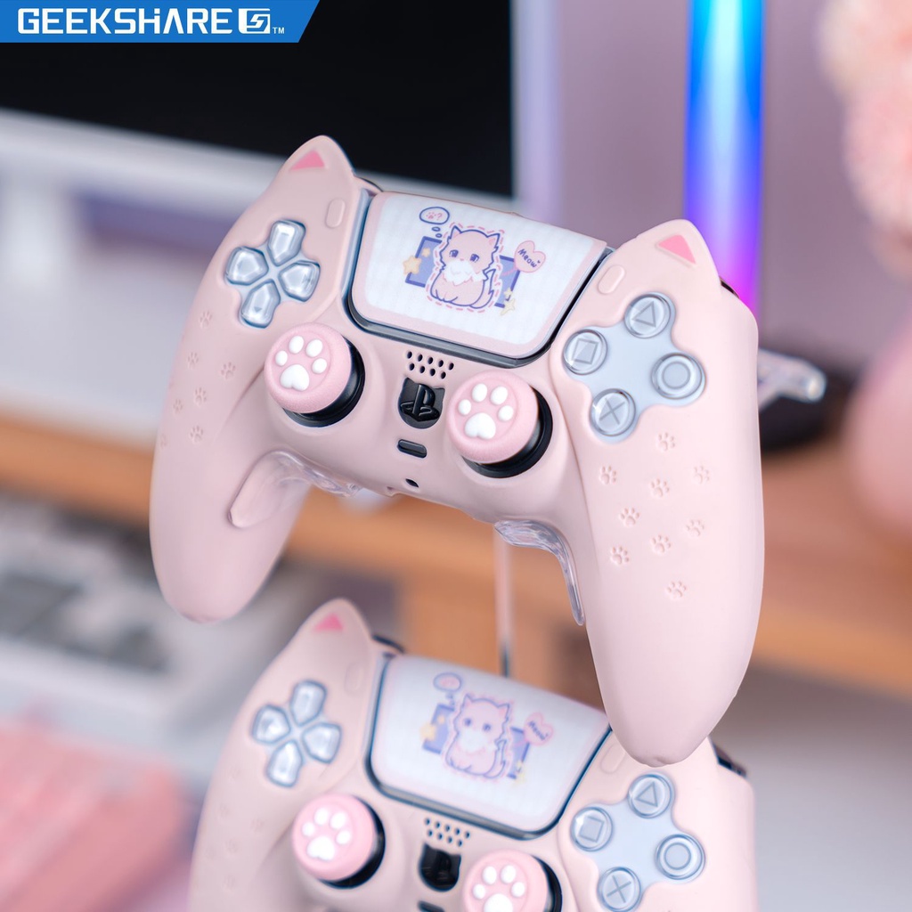 Soft Case Silikon Desain Telinga Kucing Untuk Gamepad PS5