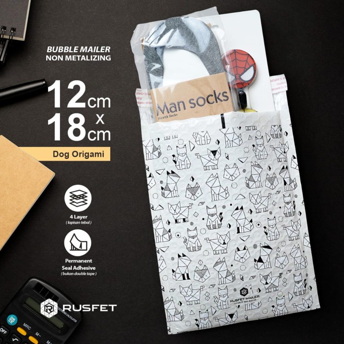 

MENYURAT-SURAT- AMPLOP BUBBLE - BUBBLE MAILER RUSFET 12CM X 18CM - DOG ORIGAMI -SURAT-MENYURAT.