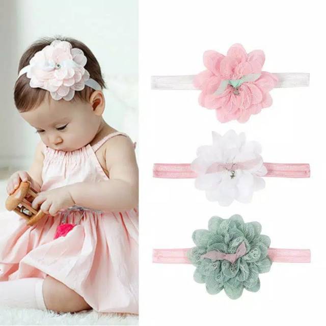 Bandana Bando Headband Pita Bunga Lace Bayi Anak Perempuan