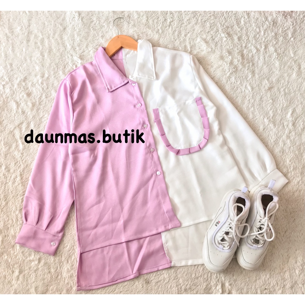 1KG MUAT 6PCS | OWLY BLOUSE KOREA KANCING BUSUI FASHION WANITA MUSLIMAH-MIORA LILAC