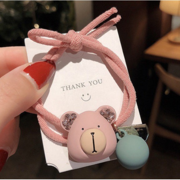 Ennwen IK118 Ikat Rambut Korea Cantik Beruang Bear Hair Band Aksesoris-8